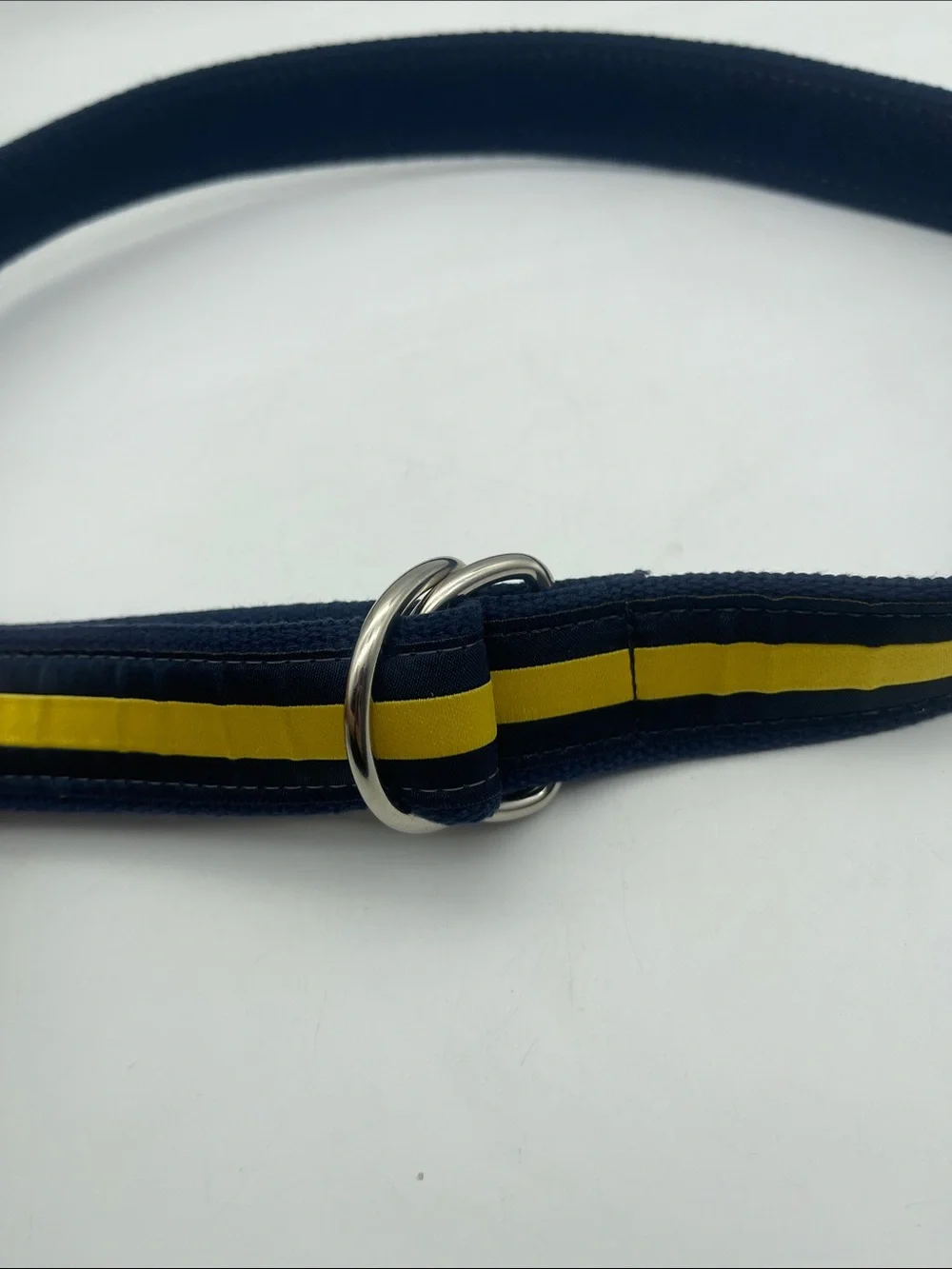 The Belted Cow Ribbon D-Ring Belt Classic Stripe Preppy Golf Nautical Boat Sz M